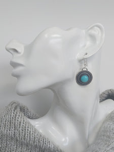 Amazonite and Hammered Sterling Silver Artisan Earrings