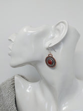 Load image into Gallery viewer, Hammered Copper and Silver Red Carnelian Dangle Earrings