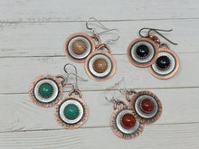 Load image into Gallery viewer, Green Aventurine Dangle Earrings Mixed Metal Copper and Silver