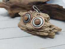 Load image into Gallery viewer, Sunstone, Copper and Sterling Silver Dangle Earrings