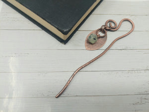 Hammered Copper and Prehnite Crystal Bookmark