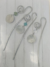 Load image into Gallery viewer, Handmade Silver Metal Bookmark with Hammered Disc and Crystal