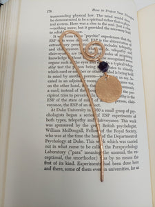 Handmade Silver Metal Bookmark with Hammered Disc and Crystal