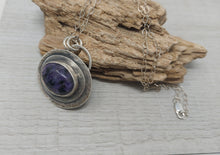 Load image into Gallery viewer, Artisan Charoite Crystal and Sterling Silver Necklace