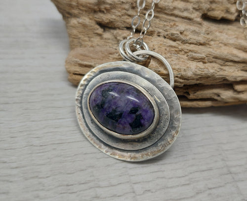 Artisan Charoite Crystal and Sterling Silver Necklace