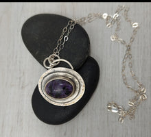 Load image into Gallery viewer, Artisan Charoite Crystal and Sterling Silver Necklace