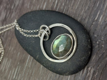Load image into Gallery viewer, Faceted Freeform Labradorite Sterling Silver Necklace