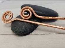 Load image into Gallery viewer, Hammered Metal Spiral Hair Sticks, Set of 2.