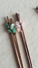 Load image into Gallery viewer, ONE (1) Wirewrapped Gemstone Hammered Metal Hair Stick.