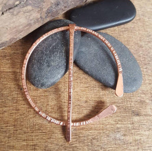 Copper Scarf Pin, Scottish Pennanular Pin, Rustic Cloak Pin Celtic Shawl pin