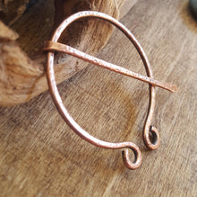 Load image into Gallery viewer, Penannular Pin, Copper Cloak Pin, Celtic Brooch. Viking Scottish SCA LARP Shawl Pin