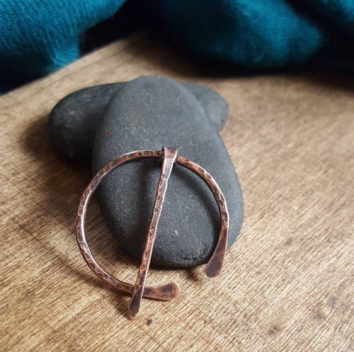 Handforged Copper Penannular Shawl Pin,  | Copper Cloak Pin | Celtic Penannular Brooch