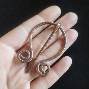 Rustic Copper Penannular Scarf Pin,  |  Cloak Pin | Celtic Penannular Brooch | Metal Shawl Pin