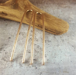 Set of 2 Hammered Metal French Hair Pins - Most Popular!