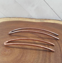 Load image into Gallery viewer, 2 Hammered Copper Hair Pins, Hair picks, Hair Jewelry.  Chignon Hair Pins, French Pins.