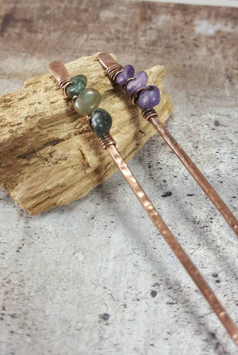 Metal Hair Sticks , Long Hair Accessories, Hair Jewelry with wirewrapped crystals