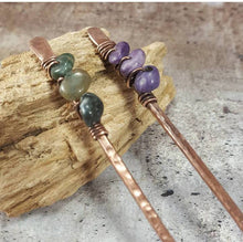 Load image into Gallery viewer, Set of 2 Metal Hair Sticks with Wirewrapped Crystals