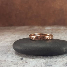 Load image into Gallery viewer, Rustic Hammered Copper Band Ring, Rugged Ring for Men, 7th Anniversary Gift, Tribal Viking Ring
