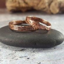 Load image into Gallery viewer, Rustic Hammered Copper Band Ring, Rugged Ring for Men, 7th Anniversary Gift, Tribal Viking Ring