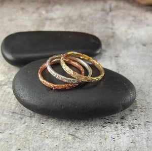 Mixed Metal Stacking Rings, Copper, Sterling Silver, Brass.
