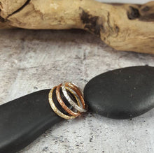 Load image into Gallery viewer, Mixed Metal Stacking Rings, Copper, Sterling Silver, Brass.