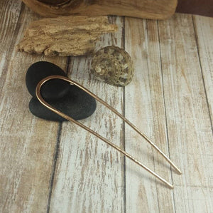 Bronze Hair Pin, Hair Arch, Hammered Metal Hair Fork