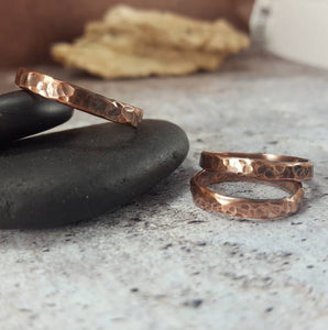 Rustic Hammered Copper Band Ring, Rugged Ring for Men, 7th Anniversary Gift, Tribal Viking Ring