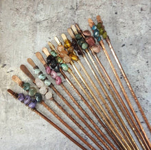 Load image into Gallery viewer, Set of 2 Metal Hair Sticks with Wirewrapped Crystals