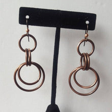 Load image into Gallery viewer, Copper Chainmaille Style Hoop Earrings,