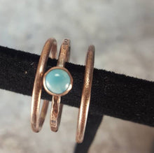 Load image into Gallery viewer, Copper Stacking Rings, Set of 3 gemstone Stacking Rings.  Larimar stackable rings for women. Ladies Thin Stack Rings Gift for her. Mom Gift.