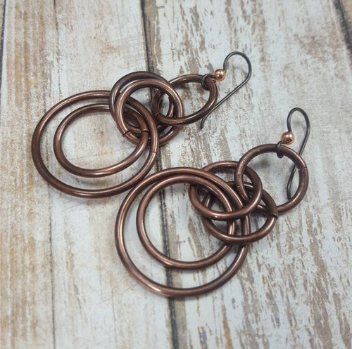 Copper Chainmaille Style Hoop Earrings,