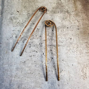 Hair Fork, Twisted Hair Pin, 5" Long Hair Bun Pin, Hammered Copper Bronze Hair Jewelry,