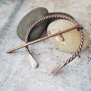 Penannular Pin, Rustic Copper Cloak Pin, Hand Forged Viking Brooch, Metal SCA LARP