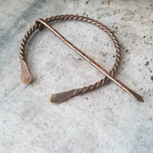 Penannular Pin, Rustic Copper Cloak Pin, Hand Forged Viking Brooch, Metal SCA LARP