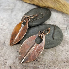 Load image into Gallery viewer, Copper Leaf Earrings, Handmade Jewelry, Gift for Nature Lover, Autumn Earrings
