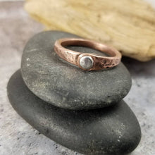 Load image into Gallery viewer, Mixed Metals Thumb Ring.  Hammered Copper with Sterling Silver. Stackable Ring,