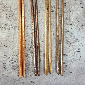 ONE (1) Wirewrapped Gemstone Hammered Metal Hair Stick.