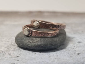 Mixed Metals Thumb Ring.  Hammered Copper with Sterling Silver. Stackable Ring,