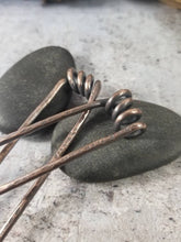 Load image into Gallery viewer, Metal French Hair Pins, Set of 2 Copper Springs Bun Pins, Messy Bun Hair Fork