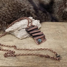 Load image into Gallery viewer, Labradorite Necklace, Antiqued Foldform Copper Pendant on Chain, Blue Labradorite Gem