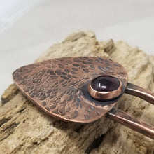 Load image into Gallery viewer, Red Garnet Mini Hair Fork, Copper Shawl Slide,  January Birthstone