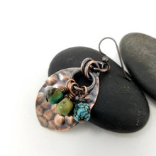 Load image into Gallery viewer, Turquoise Earrings. December Birthstone Rustic Copper Dangle Earrings