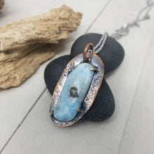 Load image into Gallery viewer, Freeform Larimar Crystal Necklace, Prong Claw Setting Larimar Gemstone