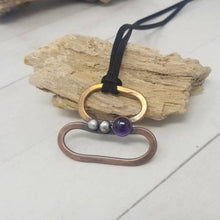 Load image into Gallery viewer, Mixed Metal Pendant,  Amethyst Necklace, Gemstone Gift for Girlfriend,  February Birthday Gift for Mom.